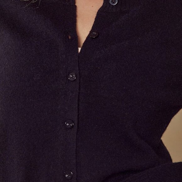 Black Casual Women's Crewneck Button Front Long Sleeve Sweater Cardigan - Picture 4 of 7